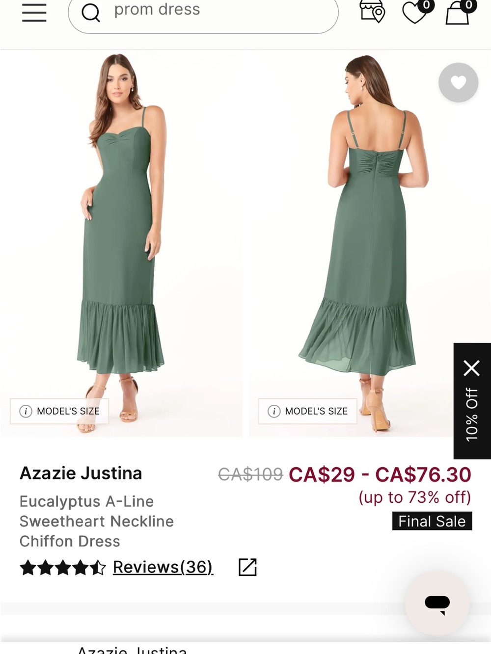 Azazie Justina Eucalyptus Chiffon Midi Dress with Ruffle Hem